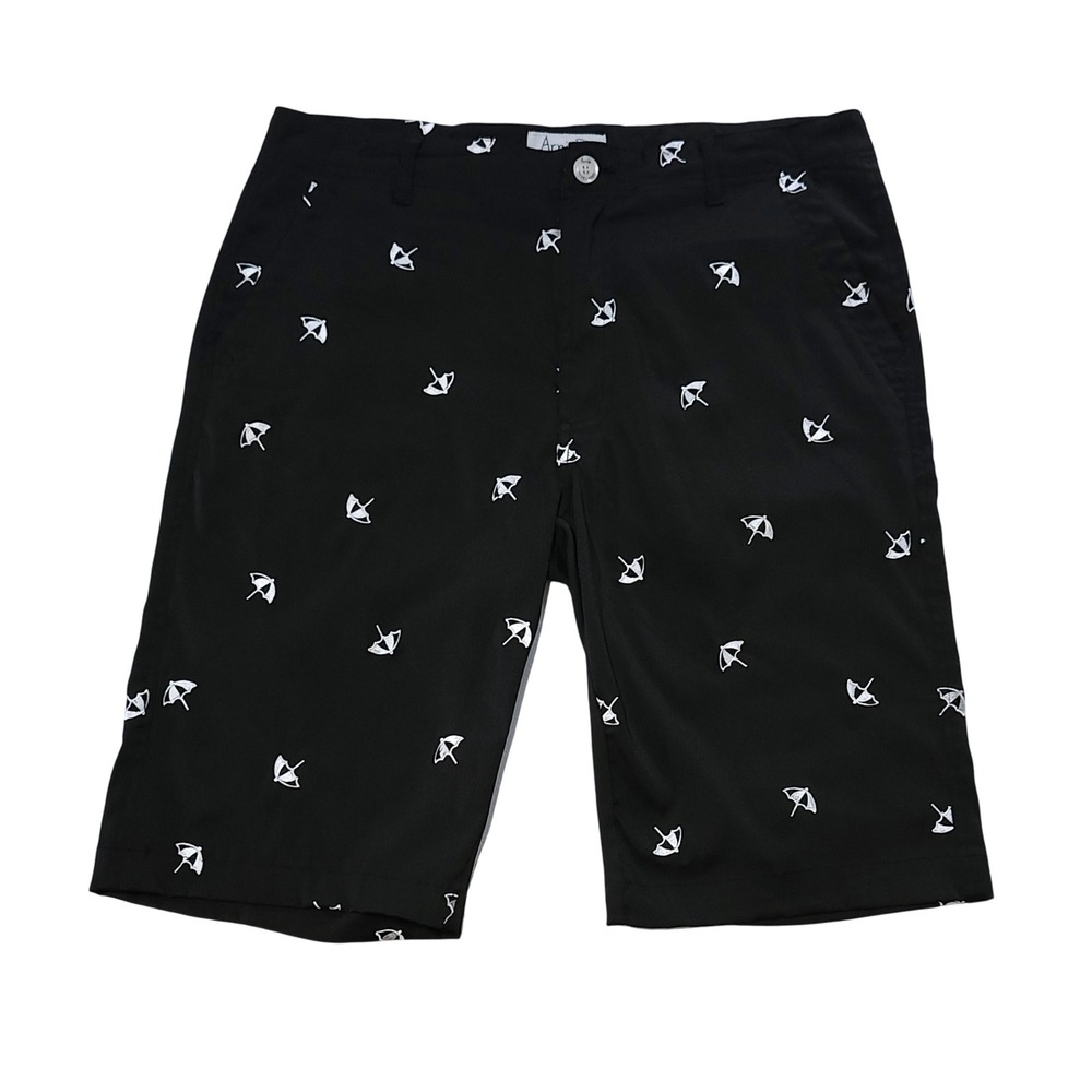 Arnie Wear Arnold Palmer‎ Embroidered Umbrella Golf Shorts Size 34 Black SPIFFY